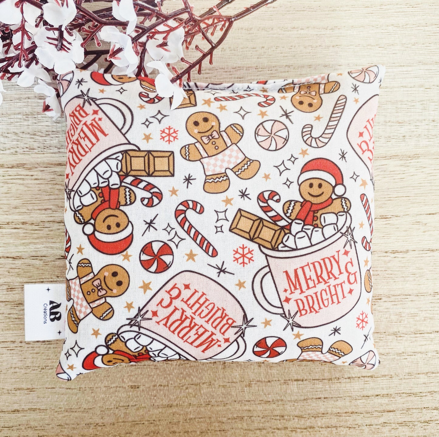 Petite bouillotte sèche aux grains de riz (collection Noël)