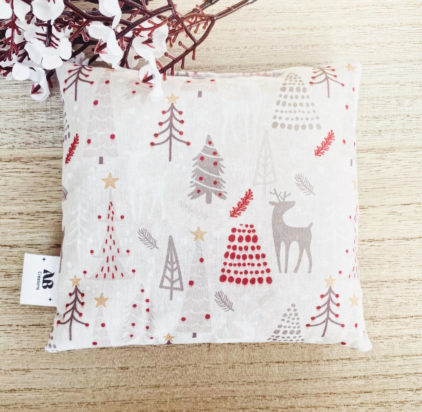 Petite bouillotte sèche aux grains de riz (collection Noël)