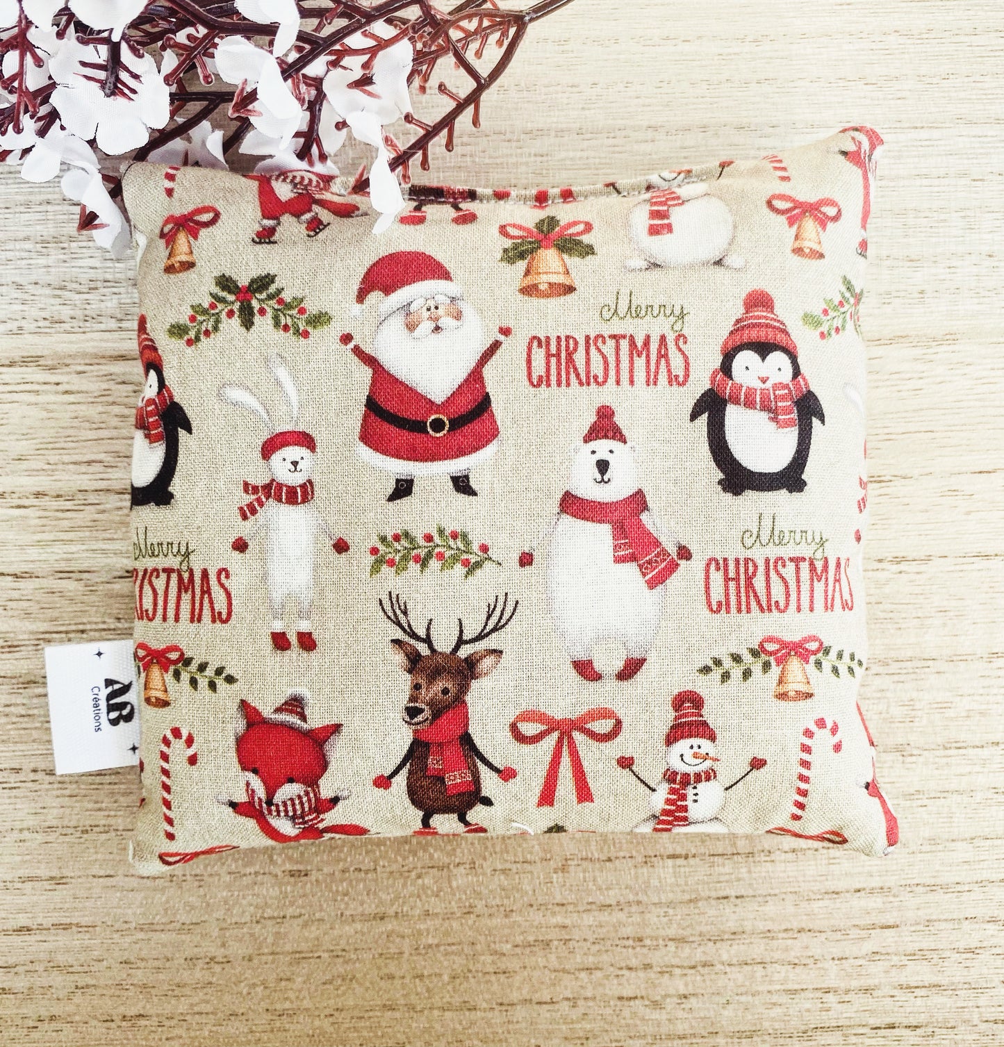 Petite bouillotte sèche aux grains de riz (collection Noël)