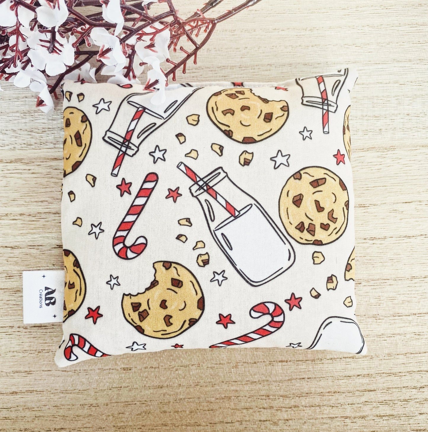 Petite bouillotte sèche aux grains de riz (collection Noël)