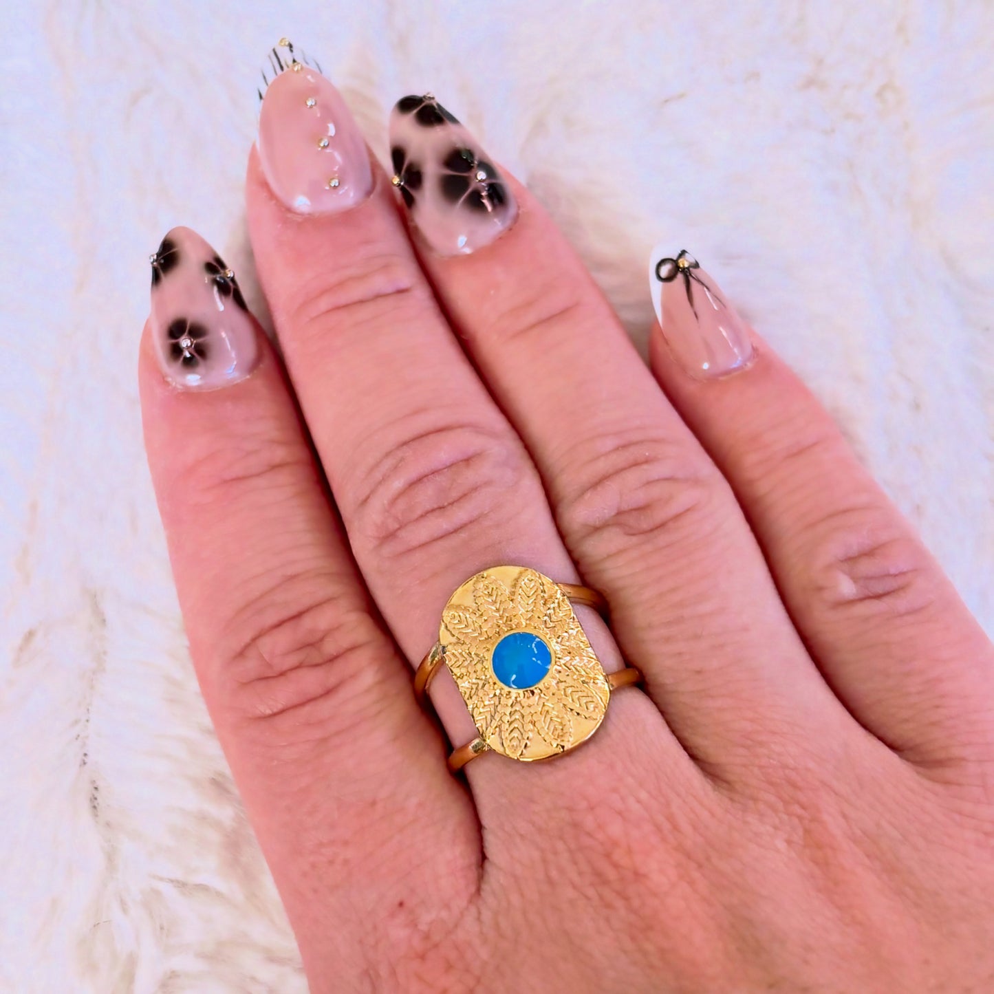 Bague réglable en acier inoxydable doré