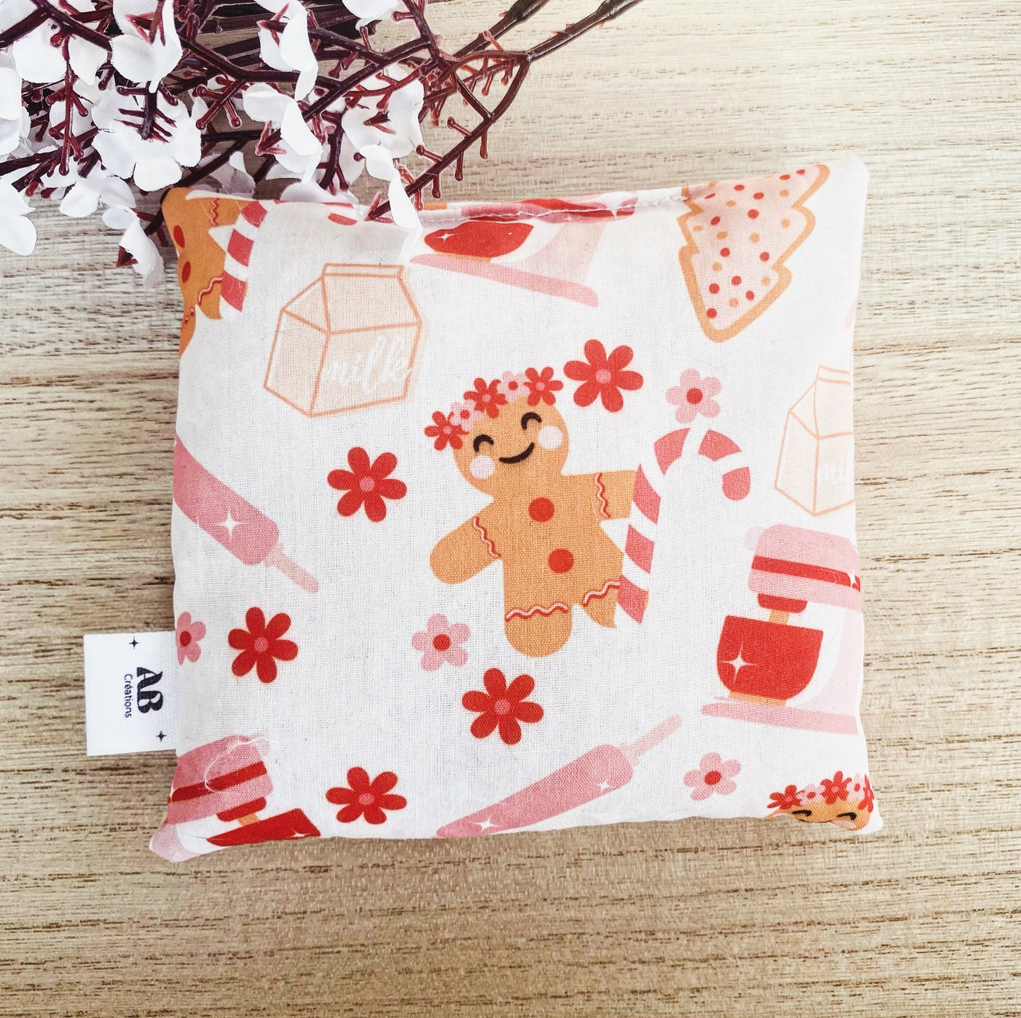 Petite bouillotte sèche aux grains de riz (collection Noël)