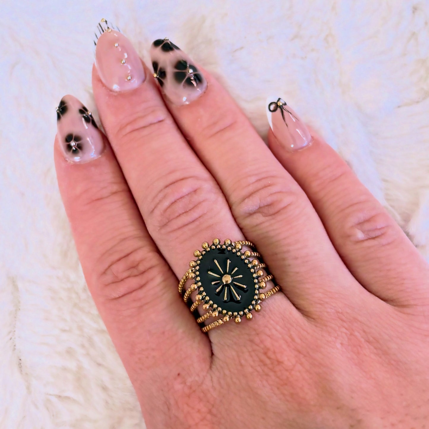 Bague réglable en acier inoxydable doré