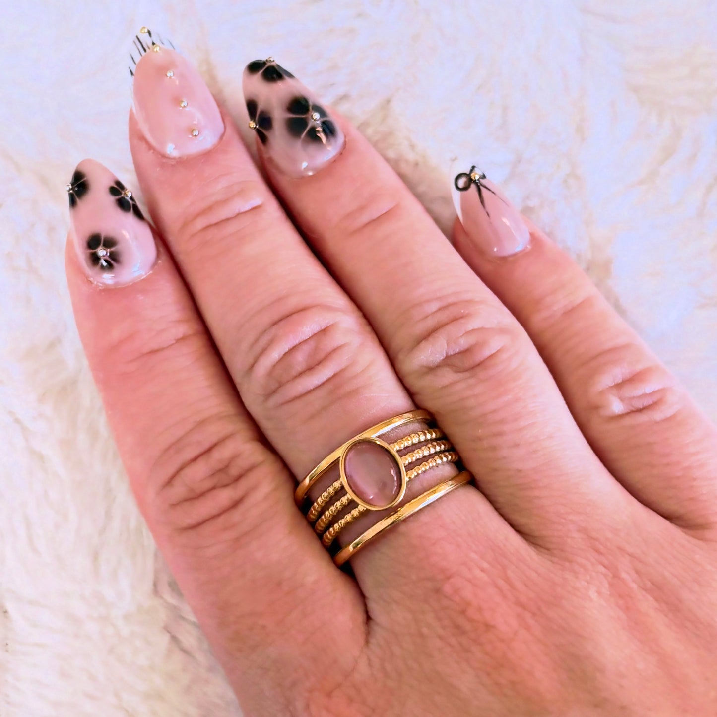 Bague réglable en acier inoxydable doré