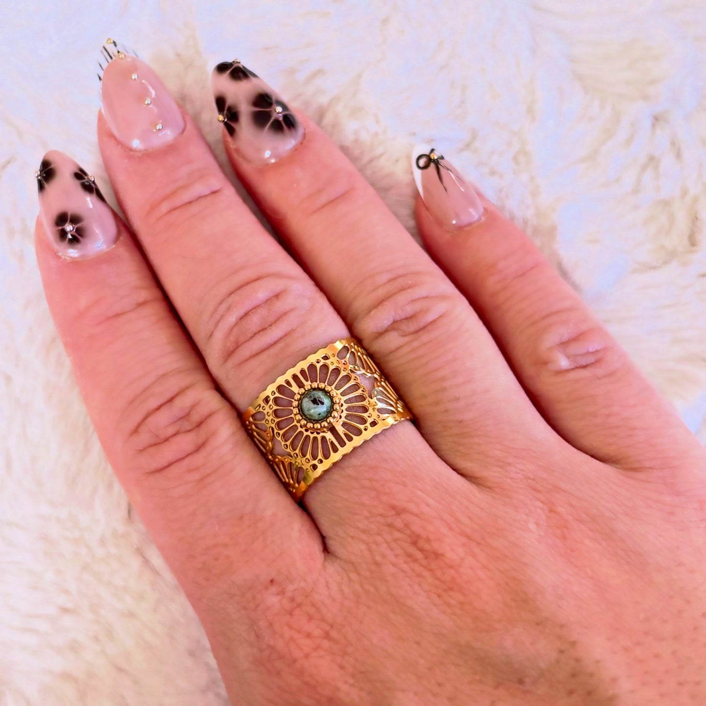 Bague réglable en acier inoxydable doré