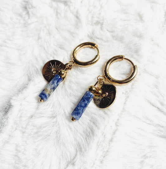 Boucles d’oreilles pendantes pierre et charm